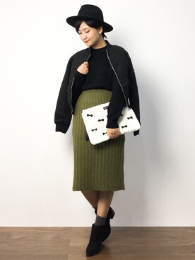 「L.H.P（エルエイチピー）のアイテム（MA-1）」を使った、ゆえんさん（レディース・162cm）の秋コーディネート
