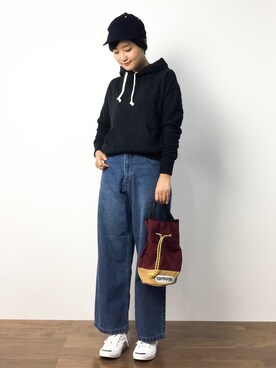 「NANO universe（ナノユニバース）のアイテム（キャップ）」を使った、ゆえんさん（レディース・162cm）の秋コーディネート