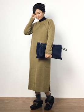 「NANO universe（ナノユニバース）のアイテム（ニットキャップ/ビーニー）」を使った、ゆえんさん（レディース・162cm）の秋コーディネート