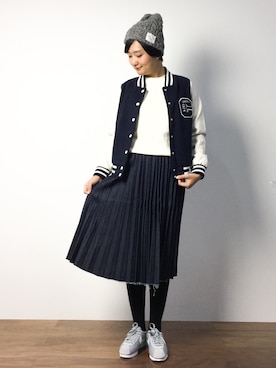 「RAY CASSIN（レイカズン）のアイテム（スタジャン）」を使った、ゆえんさん（レディース・162cm）の秋コーディネート