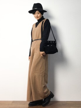 「A part by（アパートバイ）のアイテム（オールインワン・サロペット）」を使った、ゆえんさん（レディース・162cm）の秋コーディネート