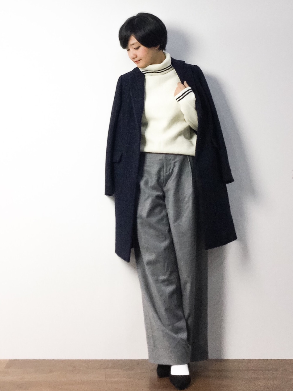 「URBAN RESEARCHのUR チェスターCOAT（チェスターコート、その他）」を使った、ゆえんさん（レディース・162cm）の秋コーディネートの1枚目の写真