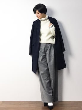 「URBAN RESEARCH（アーバンリサーチ）のアイテム（チェスターコート）」を使った、ゆえんさん（レディース・162cm）の秋コーディネート