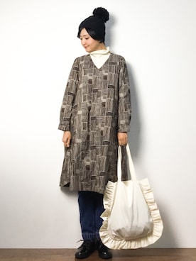 「MANEBU（マネブ）のアイテム」を使った、ゆえんさん（レディース・162cm）の冬コーディネート