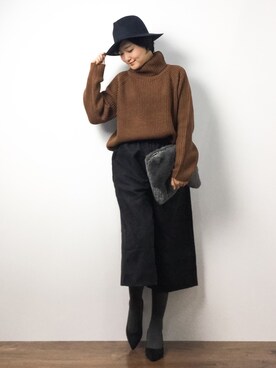 「CASPER JOHN AIVER（キャスパージョンアイバー）のアイテム（バッグ）」を使った、ゆえんさん（レディース・162cm）の冬コーディネート