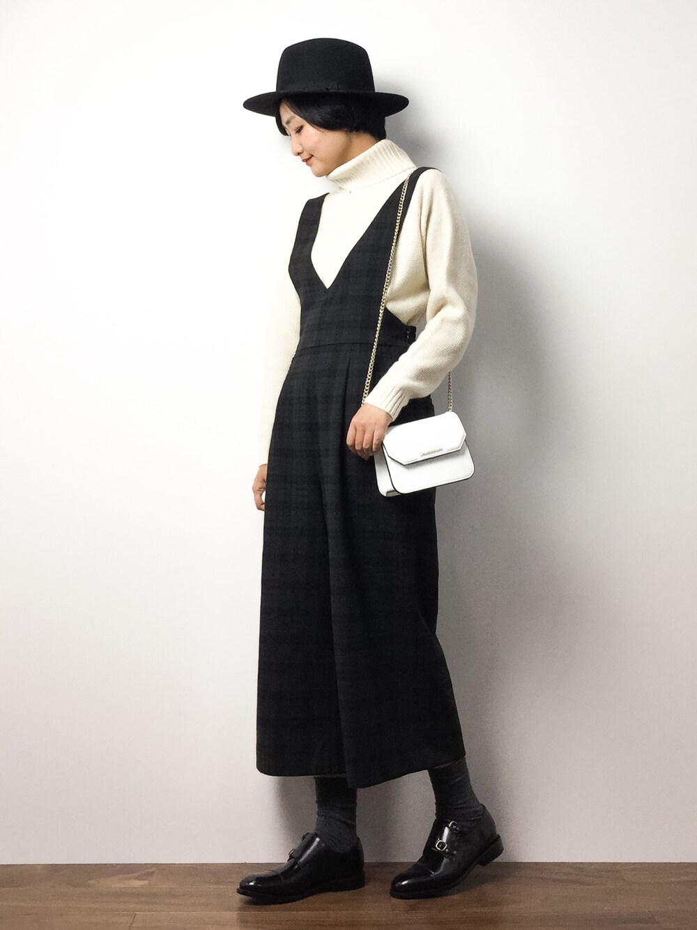 「SHIPS for womenのCAMINANDO:ダブル モンク（その他シューズ、ブラック系）」を使った、ゆえんさん（レディース・162cm）の冬コーディネートの1枚目の写真