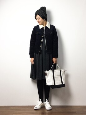 「Lee（リー）のアイテム（ブルゾン）」を使った、ゆえんさん（レディース・162cm）の冬コーディネート