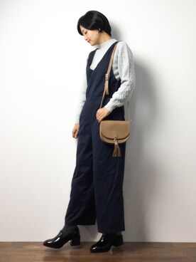 「LBC（エルビーシー）のアイテム（オールインワン・サロペット）」を使った、ゆえんさん（レディース・162cm）の冬コーディネート