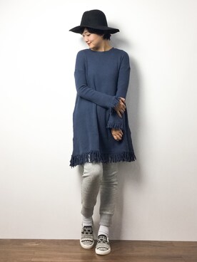 「Another Edition（アナザーエディション）のアイテム（チュニック）」を使った、ゆえんさん（レディース・162cm）の冬コーディネート