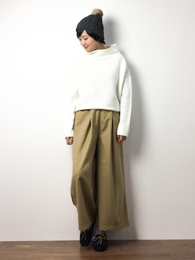 「SEVENDAYS=SUNDAY（セブンデイズサンデイ）のエステル起毛　ガウチョパンツ（その他パンツ）」を使った、ゆえんさん（レディース・162cm）の冬コーディネート