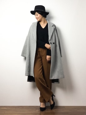 「CLANE（クラネ）のアイテム（チェスターコート）」を使った、ゆえんさん（レディース・162cm）の冬コーディネート