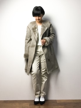 「TODAYFUL（トゥデイフル）のアイテム（ムートンコート）」を使った、ゆえんさん（レディース・162cm）の冬コーディネート
