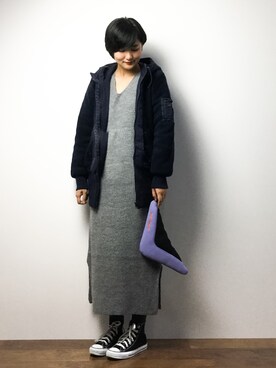 「haco!（ハコ）のアイテム（ブルゾン）」を使った、ゆえんさん（レディース・162cm）の冬コーディネート