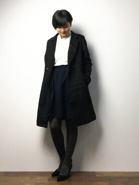 「Chico（チコ）のアイテム（チェスターコート）」を使った、ゆえんさん（レディース・162cm）の冬コーディネート