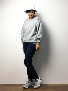 「Lee（リー）のアイテム（ハット）」を使った、ゆえんさん（レディース・162cm）の冬コーディネート