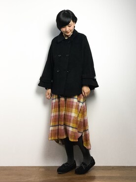 「studio CLIP（スタディオクリップ）のアイテム（ポンチョ）」を使った、ゆえんさん（レディース・162cm）の冬コーディネート
