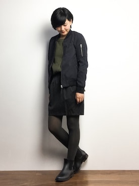 「haco!（ハコ）のアイテム（MA-1）」を使った、ゆえんさん（レディース・162cm）の冬コーディネート