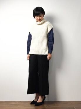 「L'EST ROSE（レストローズ）のアイテム（パンツ）」を使った、ゆえんさん（レディース・162cm）の冬コーディネート