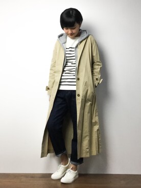 「Rouge vif（ルージュヴィフ）のアイテム（ステンカラーコート）」を使った、ゆえんさん（レディース・162cm）の冬コーディネート