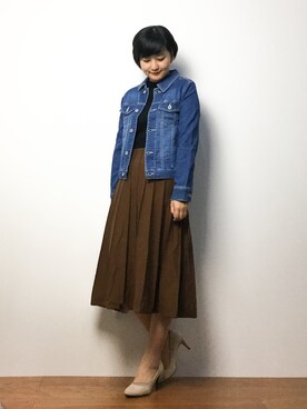 「UNRELISH（アンレリッシュ）のアイテム（デニムジャケット）」を使った、ゆえんさん（レディース・162cm）の冬コーディネート