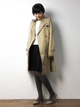 「green label relaxing（グリーンレーベルリラクシング）のアイテム（トレンチコート）」を使った、ゆえんさん（レディース・162cm）の冬コーディネート