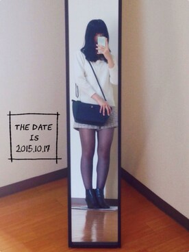 「CLEF DE SOL（CLEF DE SOL）のアイテム（ニット/セーター、ホワイト系）」を使った、ひかさん（レディース・153cm）の秋コーディネート
