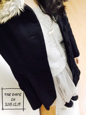 「ループタイ」｜「アイテム（その他アウター）」を使った、ひかさん（レディース・153cm）の冬コーディネート