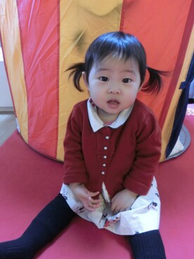 「Bonpoint（ボンポワン）のアイテム（ワンピース、ベージュ系）」を使った、Annie0522さん（キッズ・90cm）の春コーディネート