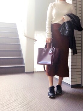 「DEICY（デイシー）のアイテム（ライダースジャケット）」を使った、misuzuさん（レディース・154cm）の冬コーディネート