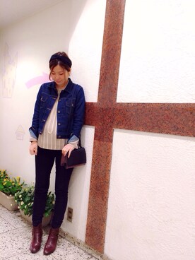 「KATHARINE ROSS（キャサリンロス）のアイテム（デニムジャケット）」を使った、sinaさん（レディース・158cm）の冬コーディネート