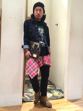 「TYPE BLUE（タイプブルー）のアイテム（デニムジャケット）」を使った、Kouki Niimiさん（メンズ・161cm）の春コーディネート