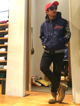 「AVIREX（アヴィレックス）のアイテム（ナイロンジャケット）」を使った、Kouki Niimiさん（メンズ・161cm）の秋コーディネート