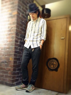 「アイテム（帽子）」を使った、別宮聖一 ( ベックセイイチ )さん（メンズ・169cm）の春コーディネート
