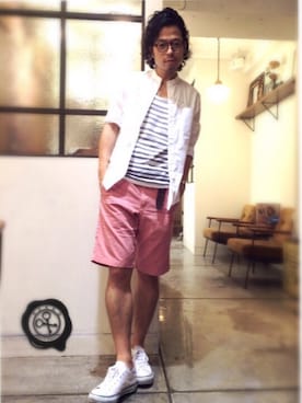 「H&M DIVIDED（エイチアンドエム　ディヴァイデッド）のアイテム」を使った、別宮聖一 ( ベックセイイチ )さん（メンズ・169cm）の夏コーディネート