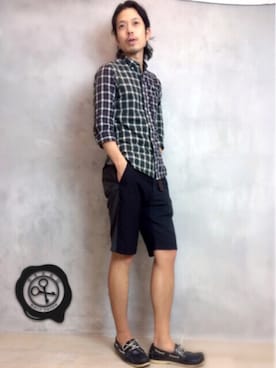 「BEAMS（ビームス）のアイテム（シャツ/ブラウス）」を使った、別宮聖一 ( ベックセイイチ )さん（メンズ・169cm）の夏コーディネート