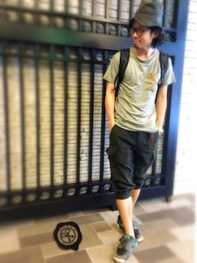 「VISION（ヴィジョン）のアイテム（バッグ）」を使った、別宮聖一 ( ベックセイイチ )さん（メンズ・169cm）の夏コーディネート