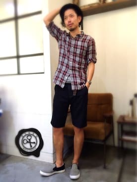 「BEAMS（ビームス）のアイテム（その他パンツ）」を使った、別宮聖一 ( ベックセイイチ )さん（メンズ・169cm）の夏コーディネート