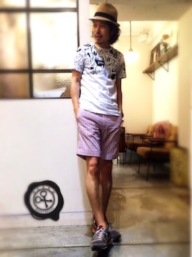 「AMERICAN RAG CIE（アメリカンラグシー）のアイテム」を使った、別宮聖一 ( ベックセイイチ )さん（メンズ・169cm）の夏コーディネート