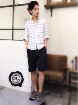 「BEAMS（ビームス）のアイテム（その他パンツ）」を使った、別宮聖一 ( ベックセイイチ )さん（メンズ・169cm）の夏コーディネート