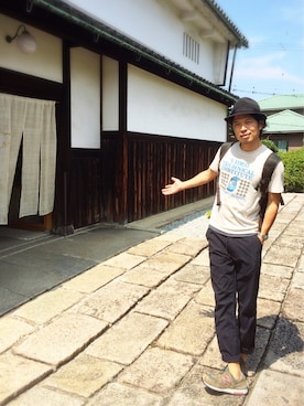 「アイテム（その他、パープル系）」を使った、別宮聖一 ( ベックセイイチ )さん（メンズ・169cm）の夏コーディネート