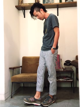 「REMI RELIEF（レミレリーフ）のアイテム」を使った、別宮聖一 ( ベックセイイチ )さん（メンズ・169cm）の夏コーディネート