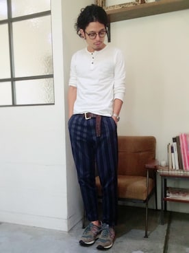 「ロングTシャツ」｜別宮聖一 ( ベックセイイチ )さん（メンズ・169cm）の秋コーディネート