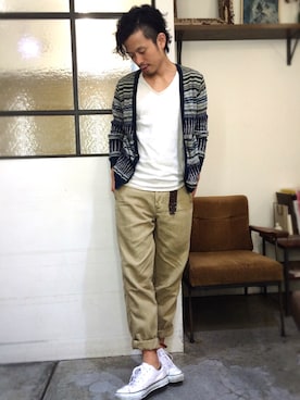 「REMI RELIEF（レミレリーフ）のアイテム」を使った、別宮聖一 ( ベックセイイチ )さん（メンズ・169cm）の秋コーディネート