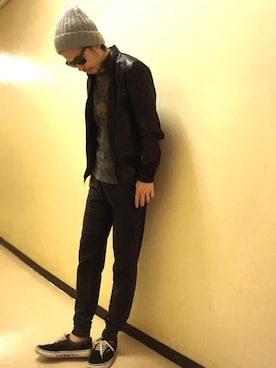 「GU（ジーユー）のアイテム（ニットキャップ/ビーニー）」を使った、別宮聖一 ( ベックセイイチ )さん（メンズ・169cm）の秋コーディネート