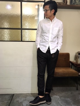 「黒パンツ」｜別宮聖一 ( ベックセイイチ )さん（メンズ・169cm）の秋コーディネート