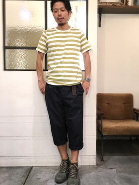 「ロールアップ」｜「アイテム（レインシューズ）」を使った、別宮聖一 ( ベックセイイチ )さん（メンズ・169cm）の夏コーディネート