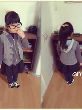 「CHIP TRIP（チップトリップ）のアイテム」を使った、hakoamamaさん（キッズ・110cm）の冬コーディネート