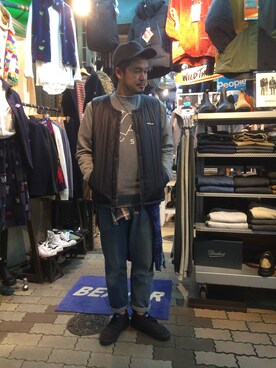 「DOWN ON THE CORNER（ダウンオンザコーナー）のアイテム」を使った、ふるちゃんさん（メンズ・171cm）の秋コーディネート