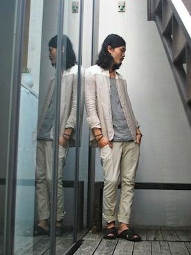 「OURET（オーレット）のアイテム（タンクトップ）」を使った、OURETさん（メンズ・175cm）の夏コーディネート