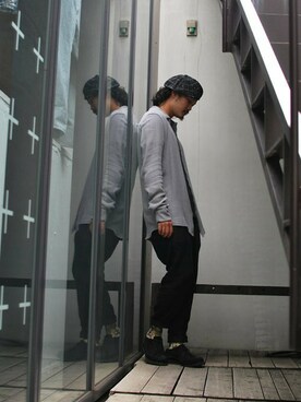 「OURET（オーレット）のアイテム（スラックス）」を使った、OURETさん（メンズ・175cm）の夏コーディネート
